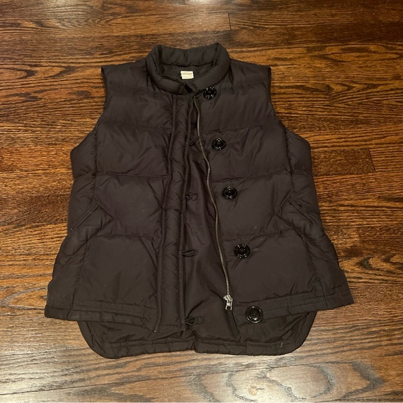 J. Crew Womens Full Zipper Button 80% Down Fill Puffer Vest Small Black Poly - Picture 1 of 7